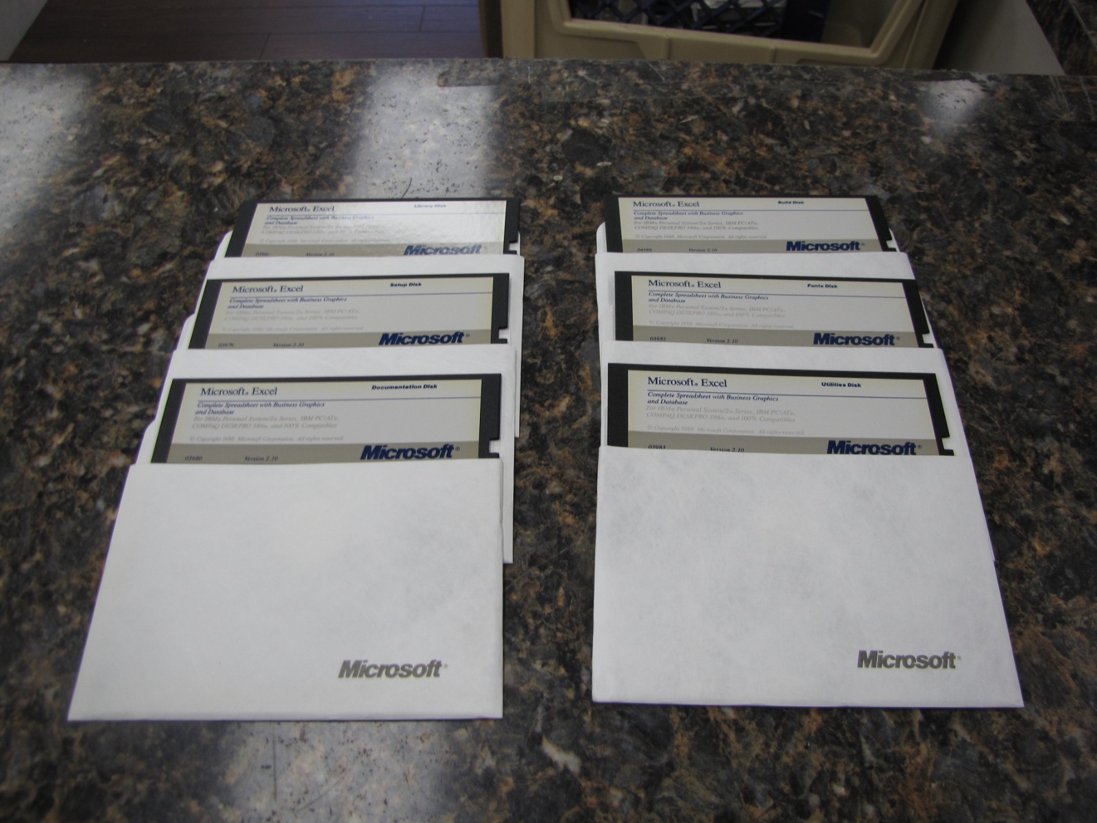 RARE Lot of (6) Microsoft Excel Version 2.10 for IBM Personal System - JD543
