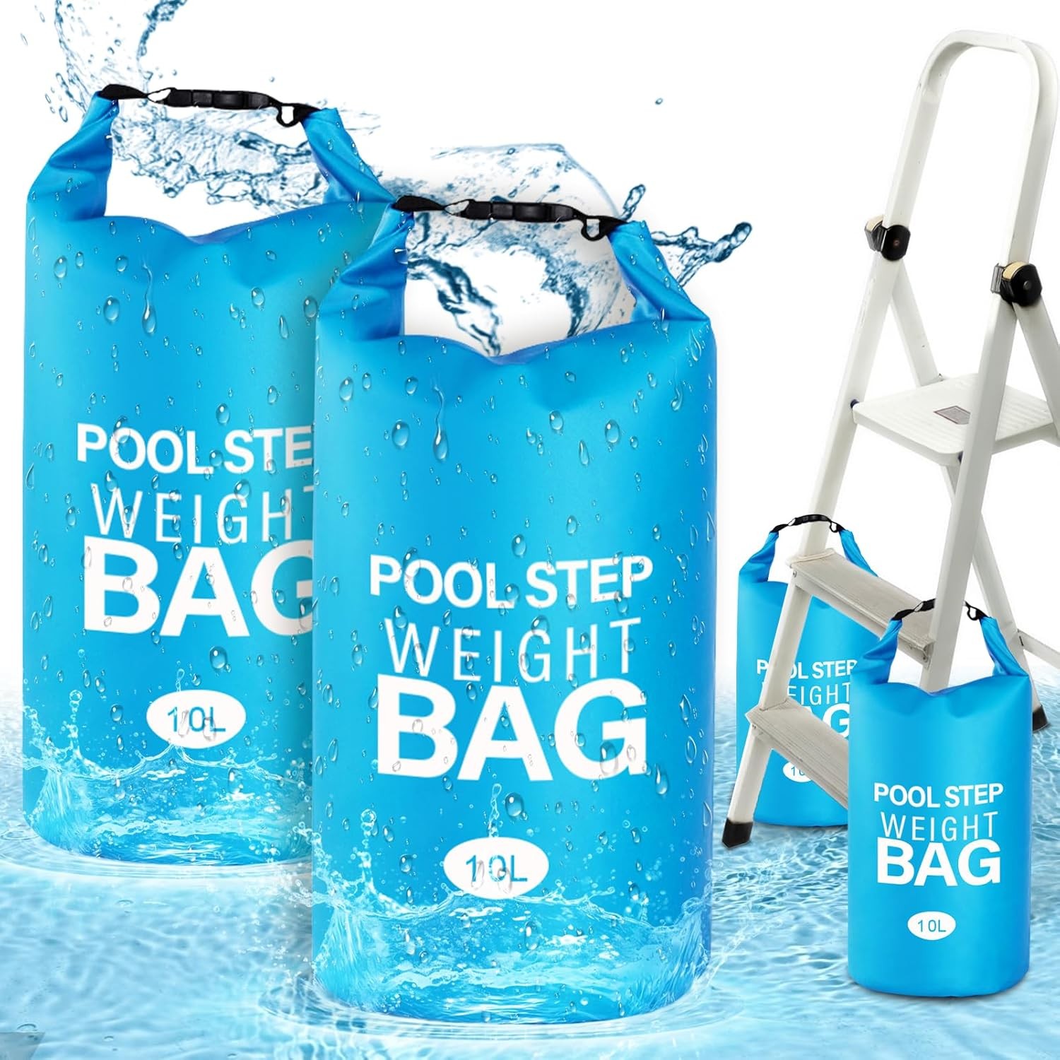 Pool Step Weights, Ladder Weights for Above Ground Pools, 2 Sky Blue