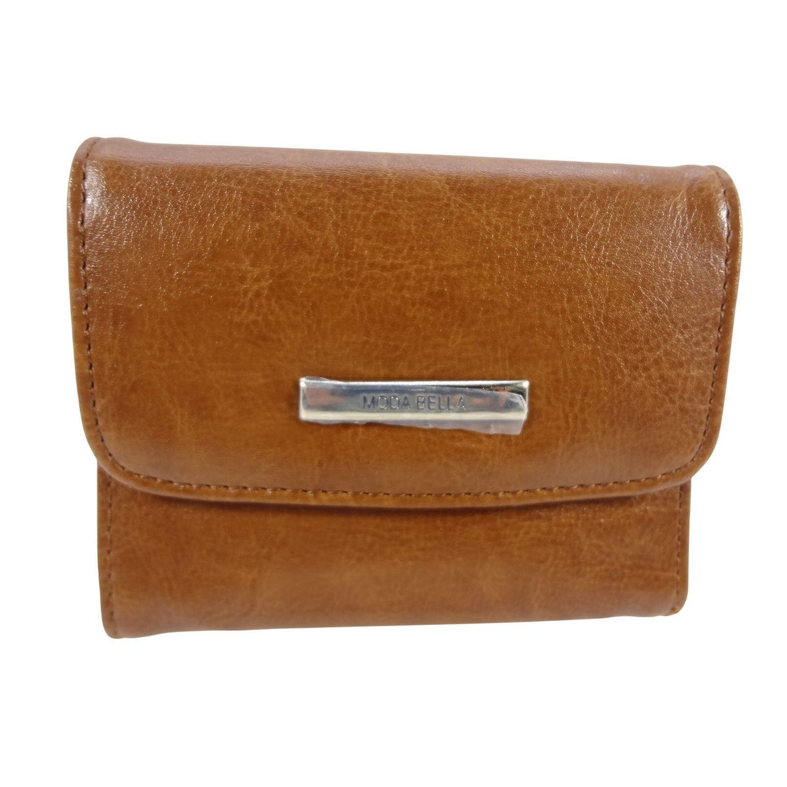 NWT Moda Bella Honey Brown Tri Fold Wallet Snap Closure Coin Pocket Card Slot
