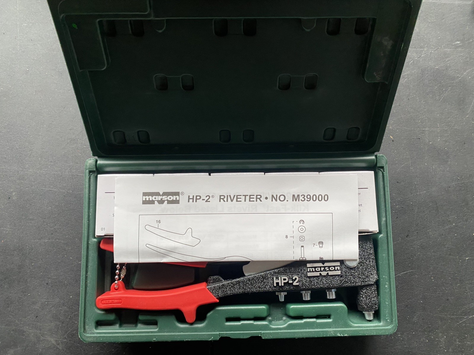 Marson HP-2 Klik Fast Rivet Kit Riveter Rivets - Wrench &  Case 39001 used once