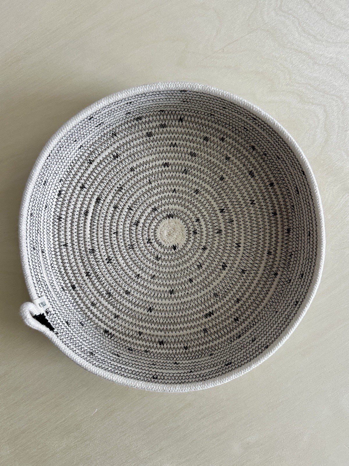 Mía Melange White Black Handcrafted Cotton Round Multipurpose Basket Medium Size