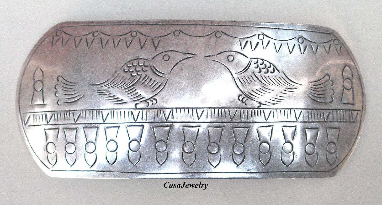 #3430 ANTIQUED .925 STERLING SILVER PLATED HILL TRIBE BARRETTE COMPONENT
