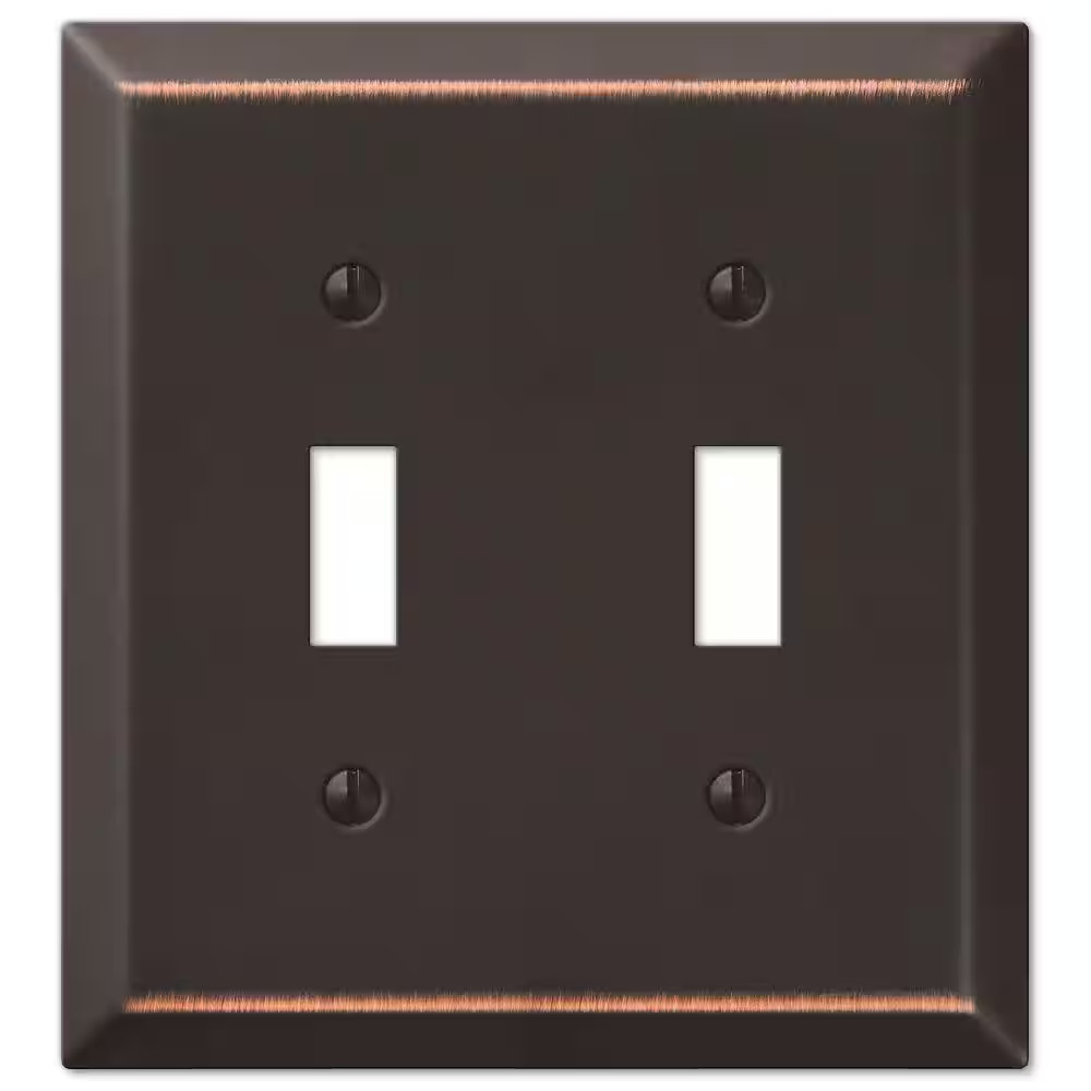 Metallic 2 Gang Toggle Steel Wall Plate - Aged Bronze
