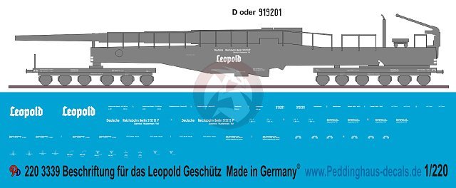 Peddinghaus 1/220 (Z) Krupp K5 (E) Leopold German Railway Gun WWII Markings 3339