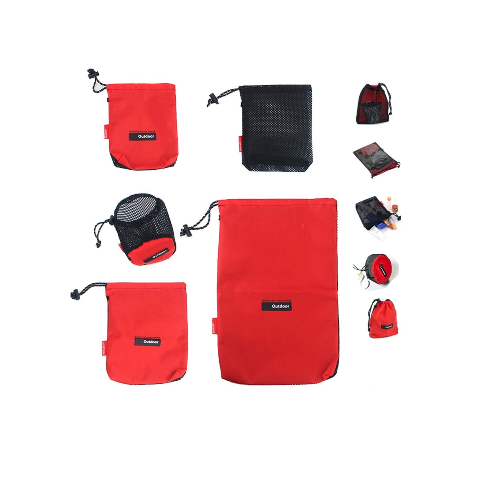 Drawstring Bags Nylon Cinch and Ditty Stuff Pouch Mesh-Stuff-Sack for Camping...