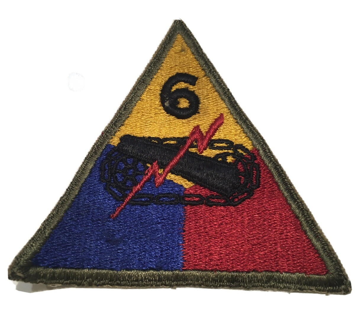 Original WWII U.S. Army 6th Armored Division Cut Edge OD Border Patch NG