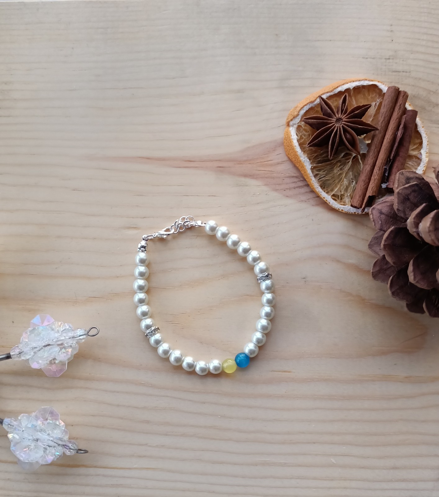 Winter Stretch Pearl Charm Bracelet