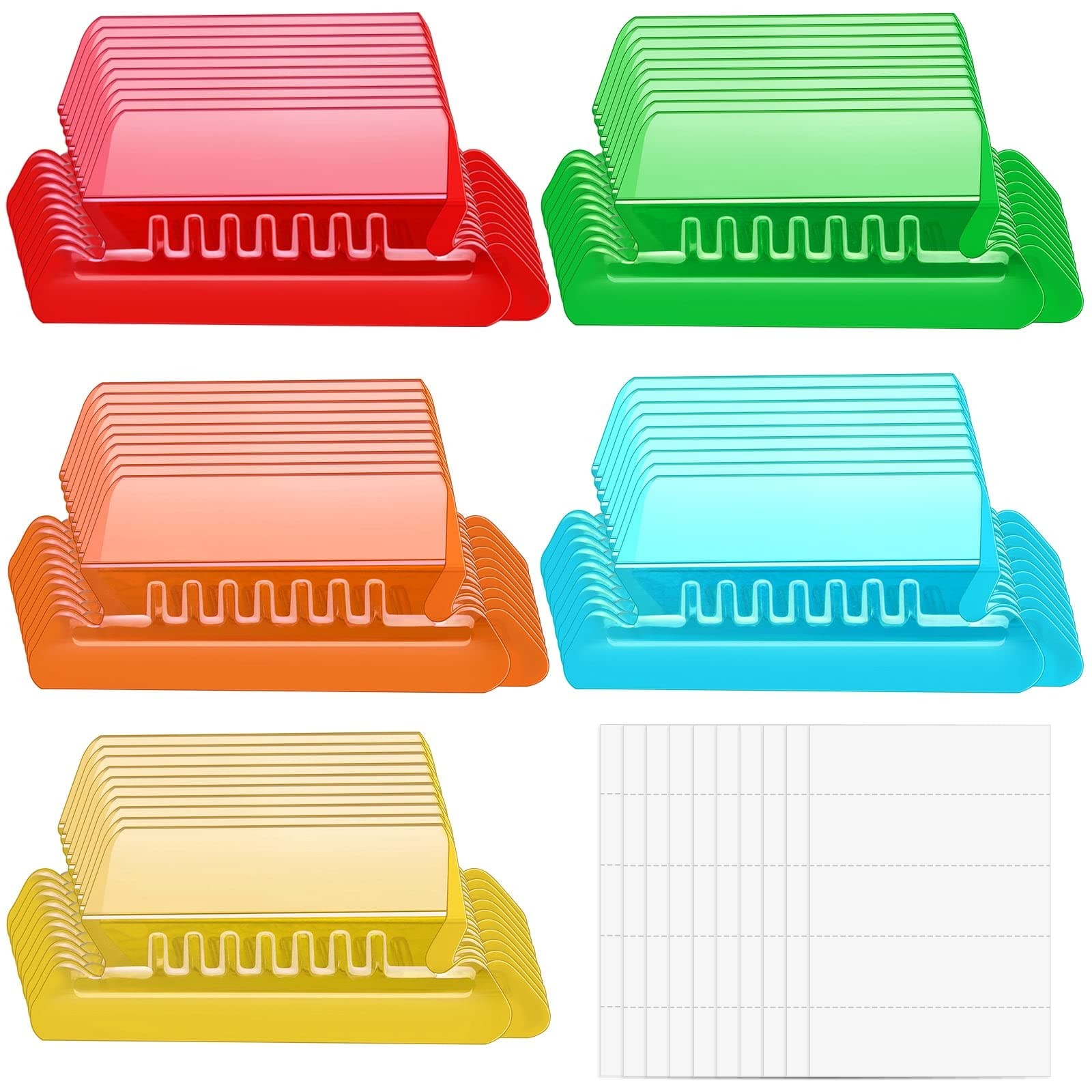 Hanging File Folder Tabs, 50 Sets Plastic Inserts for Office, Multicolor