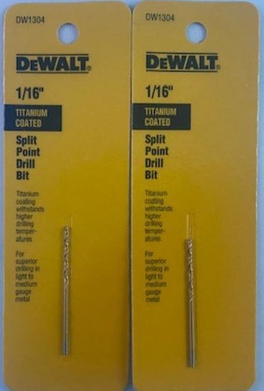 DEWALT DW1304  1/16-in Titanium Split Point Drill Bit 2 pcs.