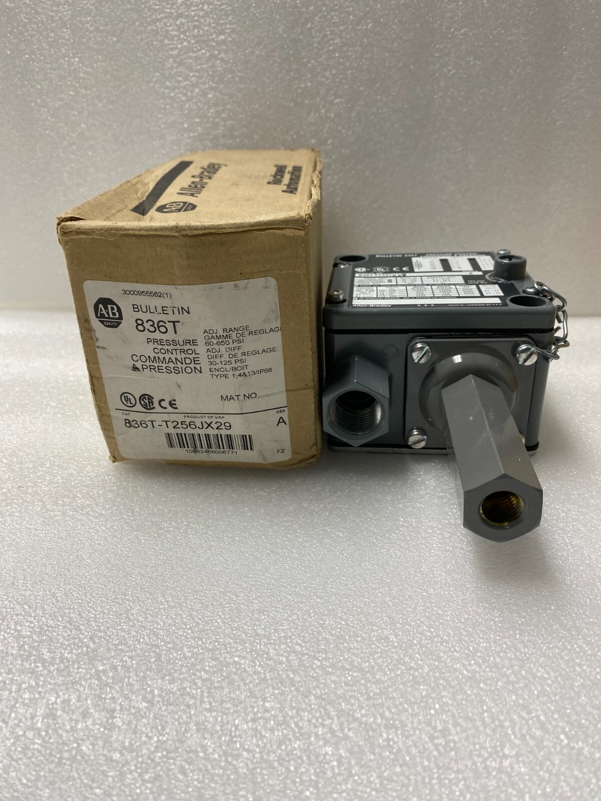 New Allen Bradley 836T-T256JX29 Pressure Control Switch Adj. 60-650 psi NIB