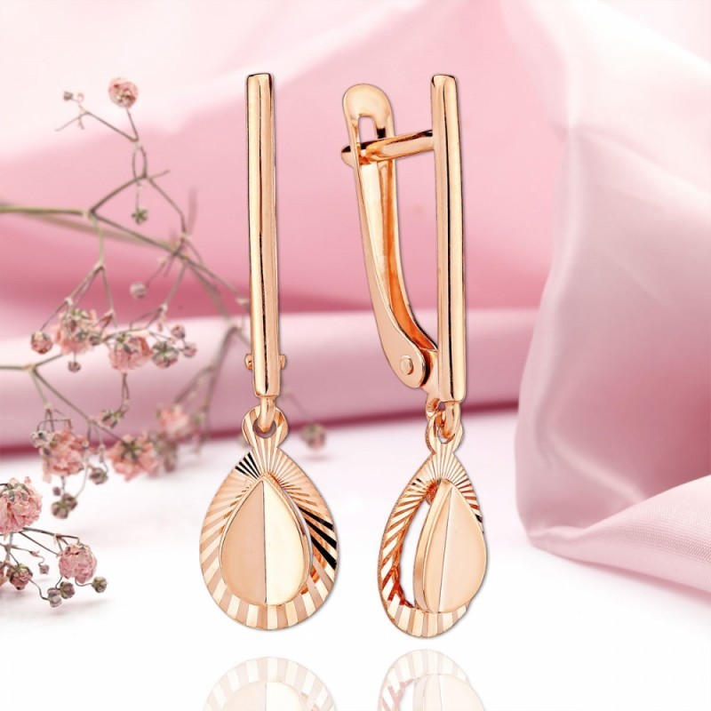 14kt gold rose rose gold 585 earrings gold earrings new shiny