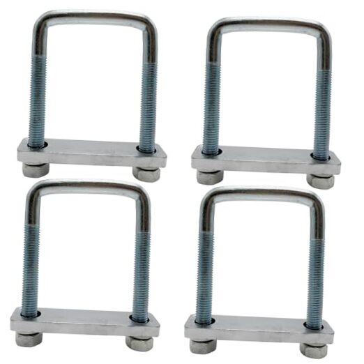 4 Pack Square U-Bolt for Trailer - Fits Fits Up To 2.5 Inch Wide Leaf Springs