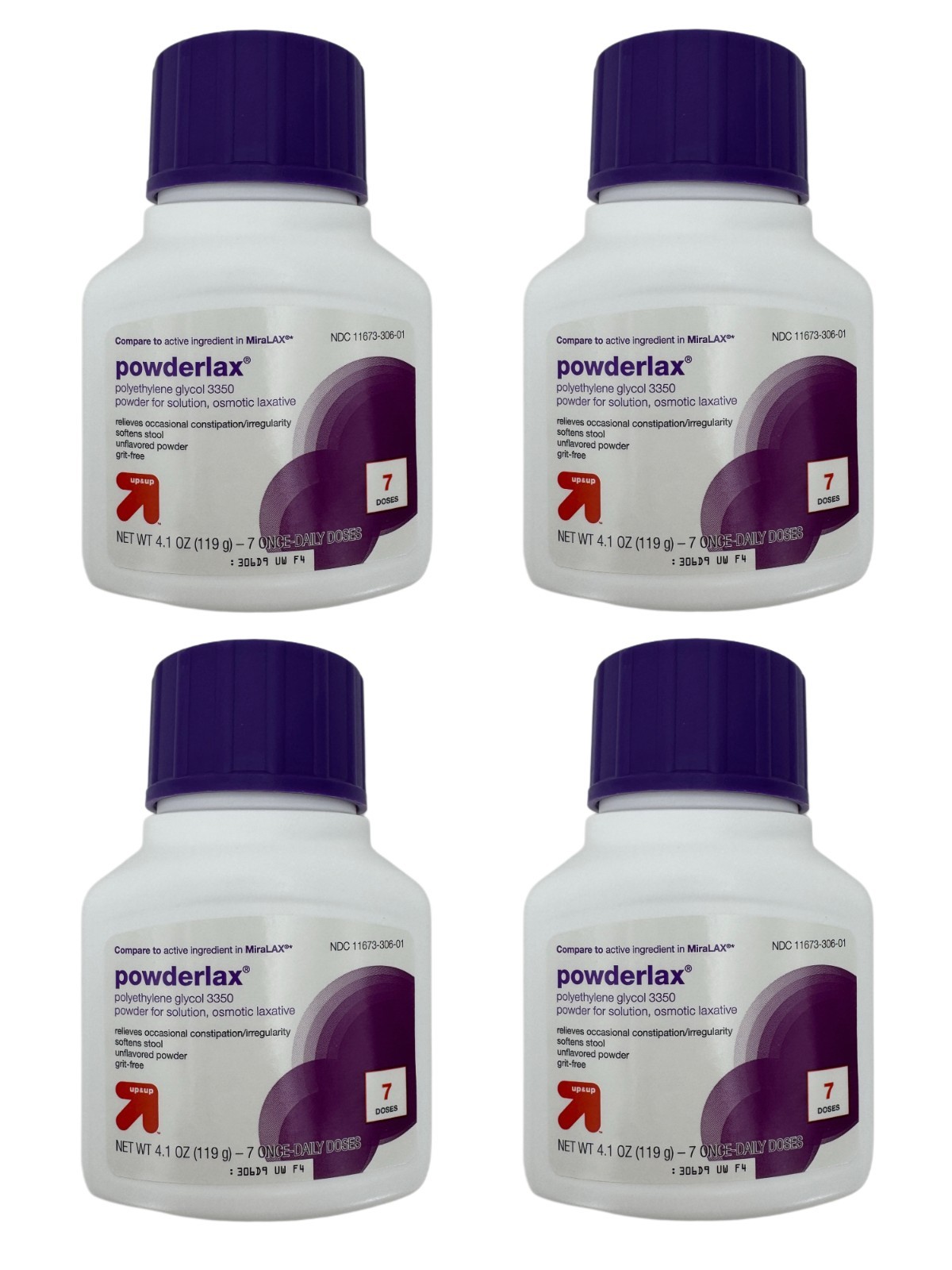 Up & Up POWDERLAX Compare to MiraLax Polyethylene Glycol 3350 - Lot of 4