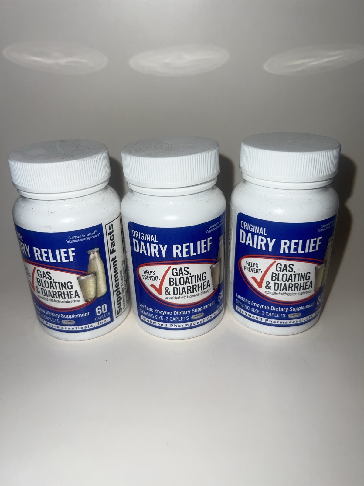 3 PAC Original  Caplets/Lactase Enzyme/Gas/Bloating/Diarrhea (180 Total)  01/26