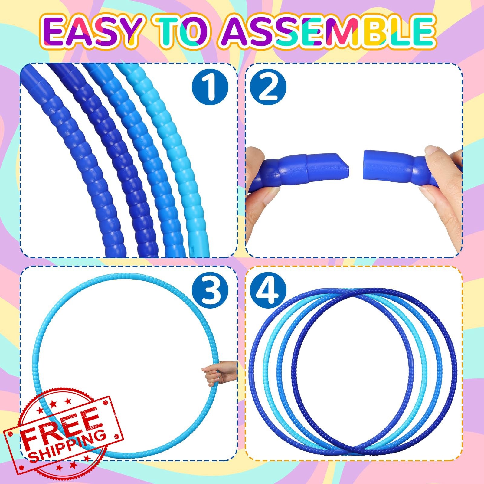 Sratte 8pc Adjustable Exercise Hoop, 4 Colors Gymnastics Dog Party