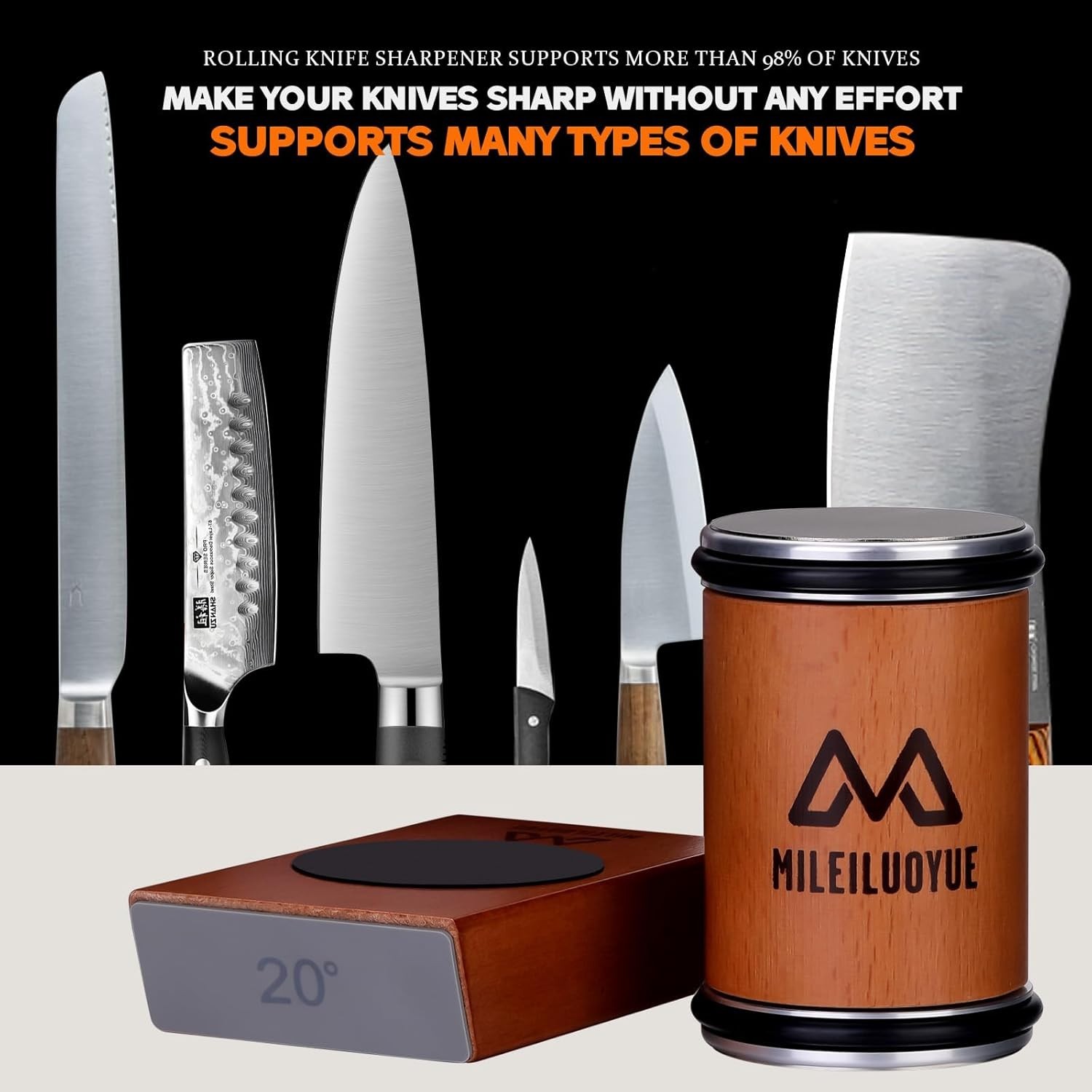 Ceramic Rolling Knife Sharpener Kit with 15° & 20° Angles - Perfect Gift