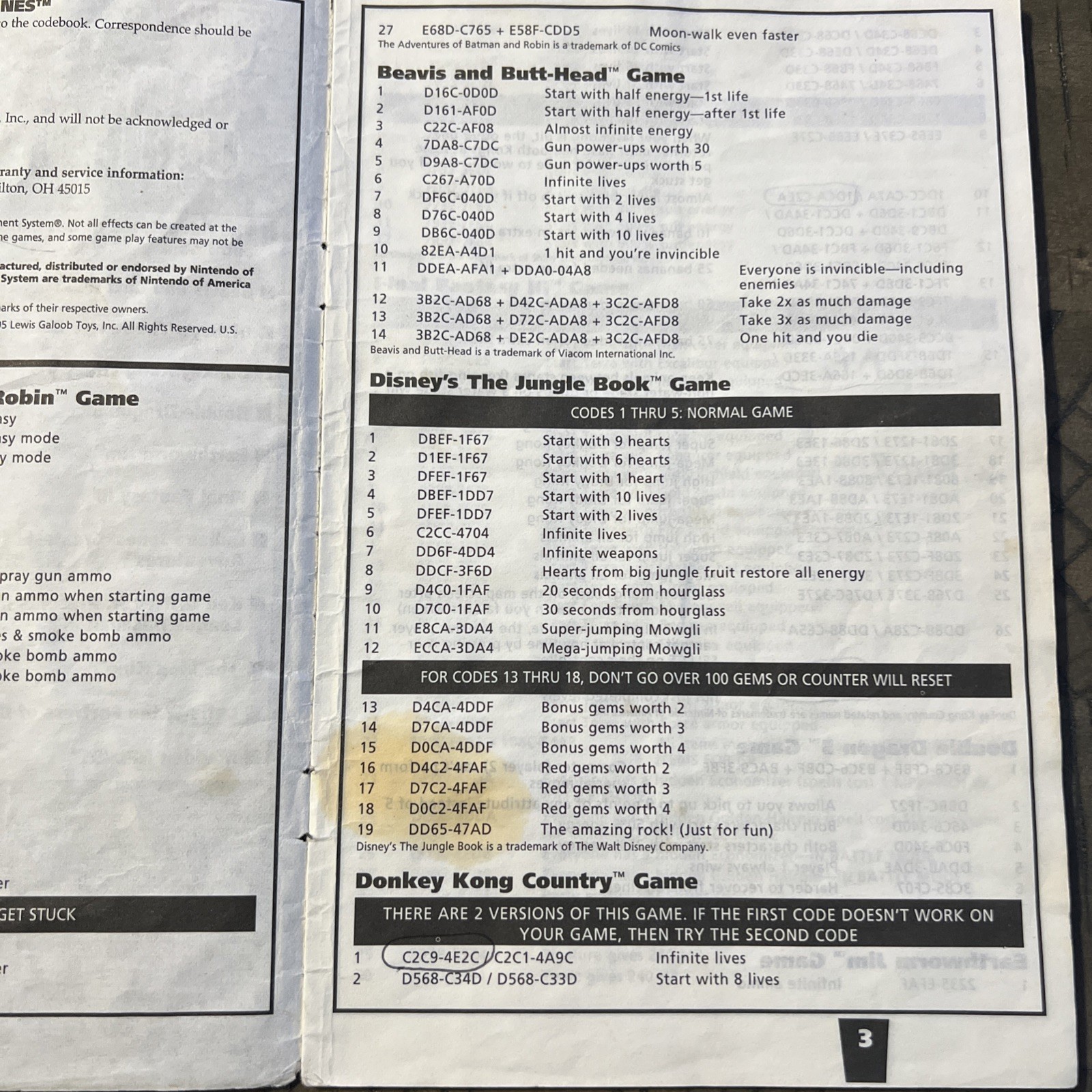 Game Genie Code Booklet Ea4