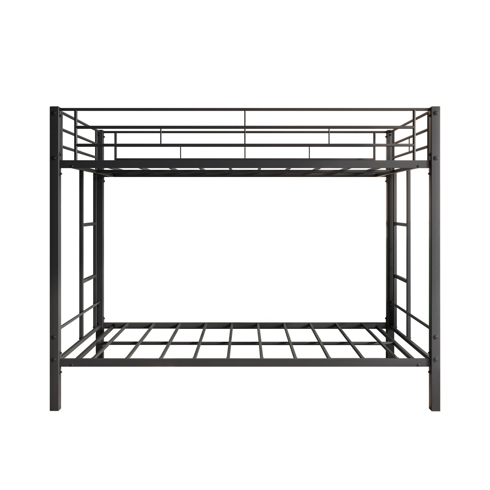 Metal Bunk Bed Twin Over Twin Beds with Shelf and Slatted Support