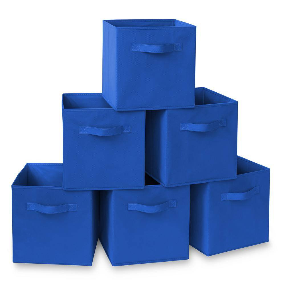 Royal Blue 11 In. X 11 In. Fabric Collapsible Cubes Decorative Basket Storage Bi