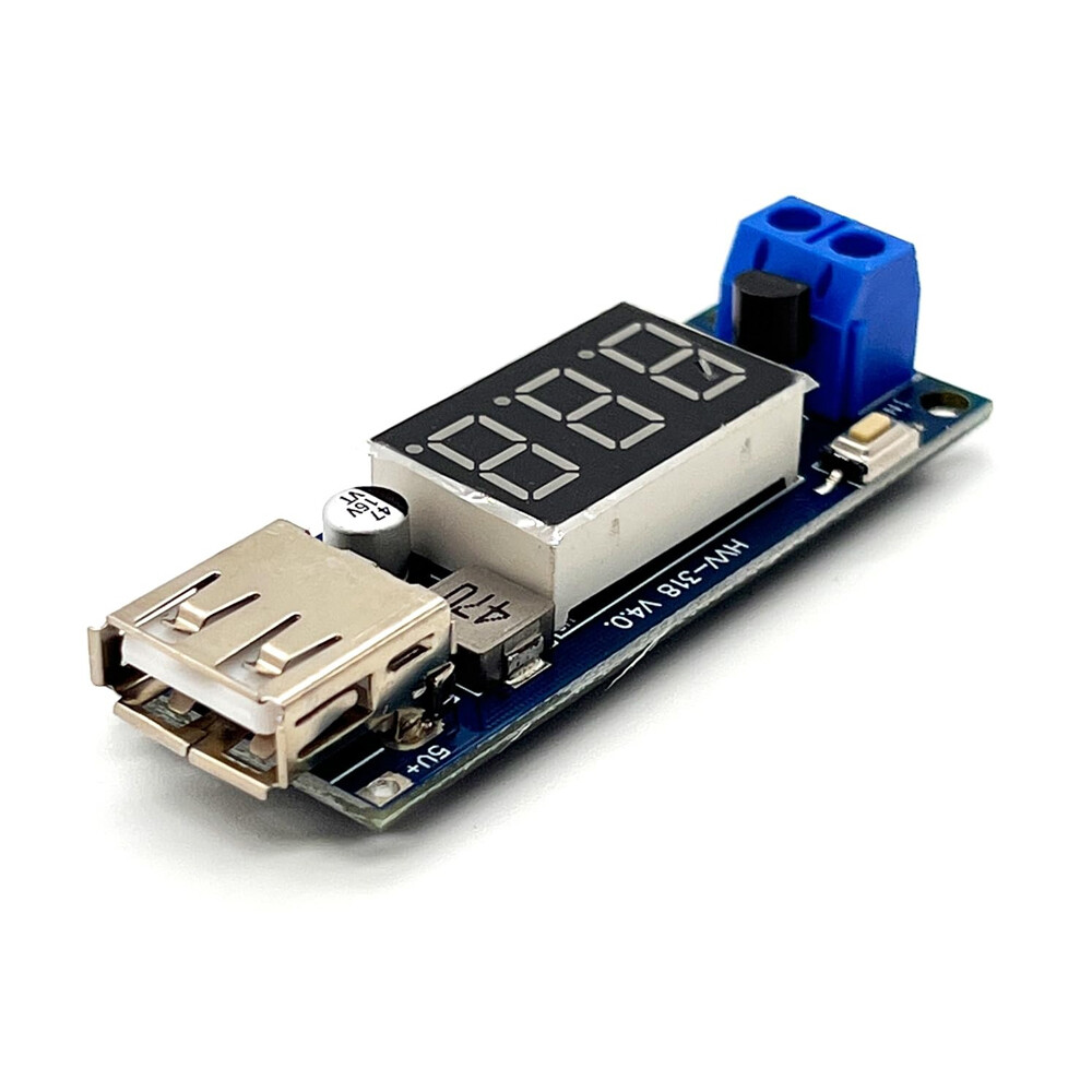 2PCS DC-DC Step Down Buck Converter to 5V USB Module - With Voltmeter