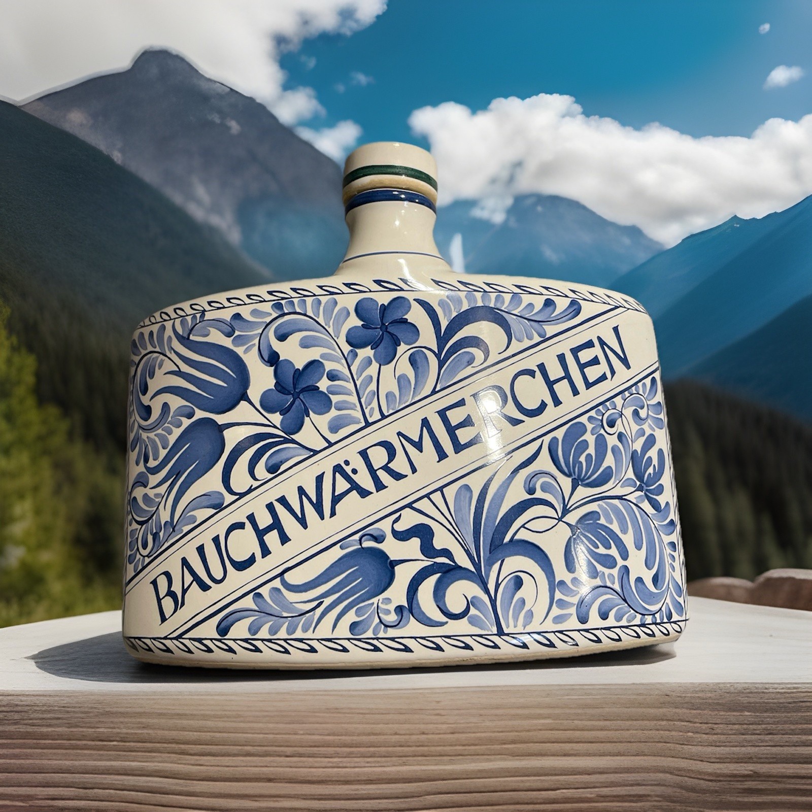 HERR Fayence Bauchwarmerchen German Pottery Liquor Bottle, Little Belly Warmer