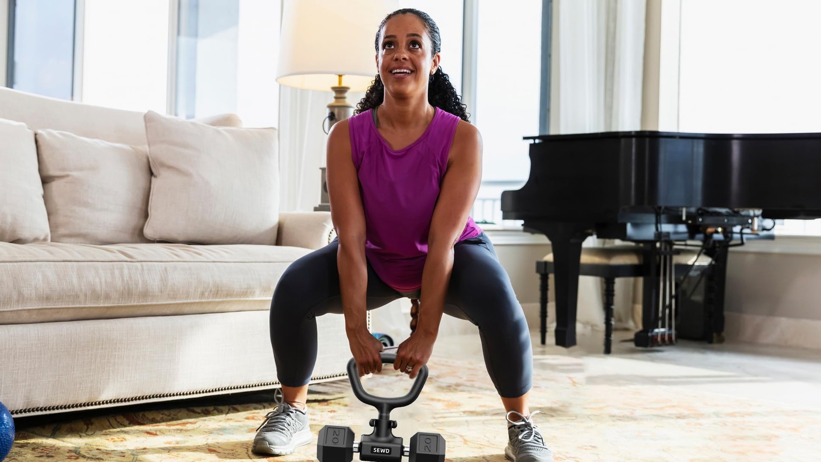 Convert Dumbbells into Kettlebell by – Adjustable Weights & Up to 220LB Capac...