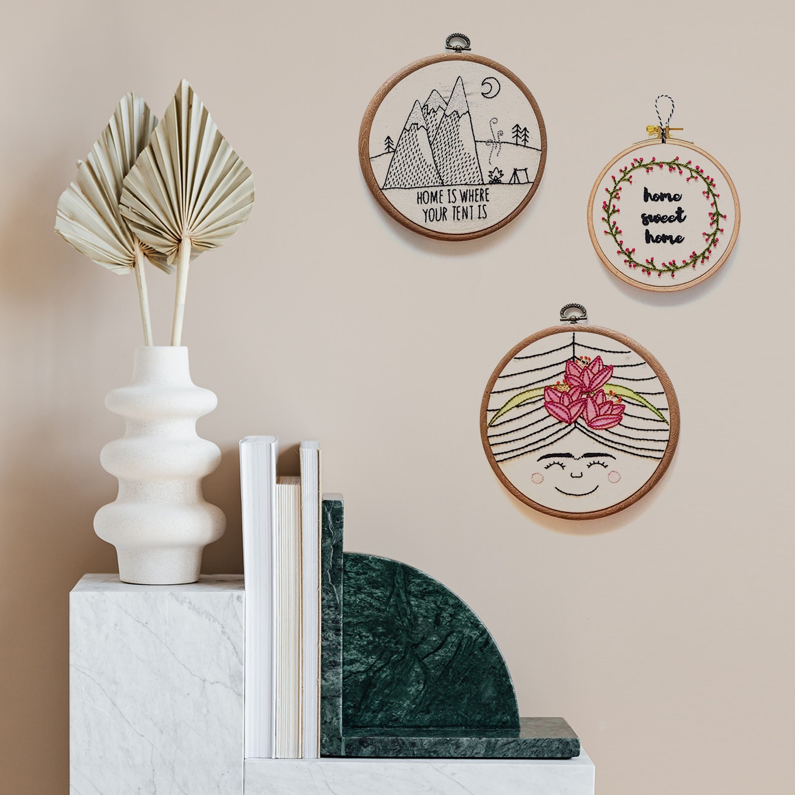 4 Pack Embroidery Hoops Circle Oval Rectangular Octagonal Cross Stitch Ring