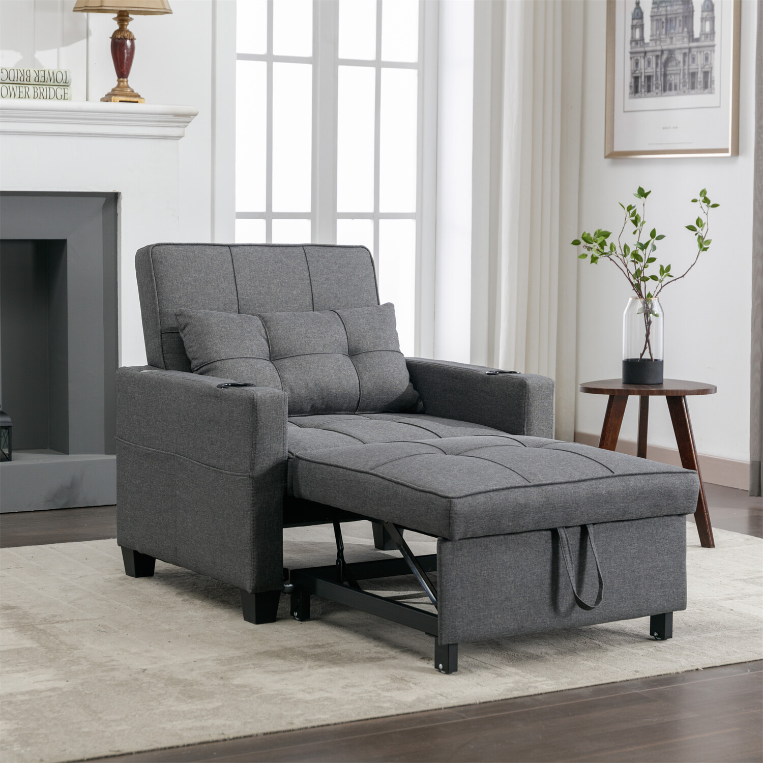 Convertible Sleeper Sofa Bed 3 in 1 Multi-Function Folding Sofa Bed w/ USB Ports