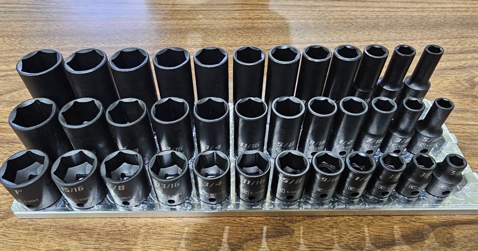 3/8 Drive Socket Organizer 3 Row 1/4" - 1" SAE - TOOLBOX BILLET
