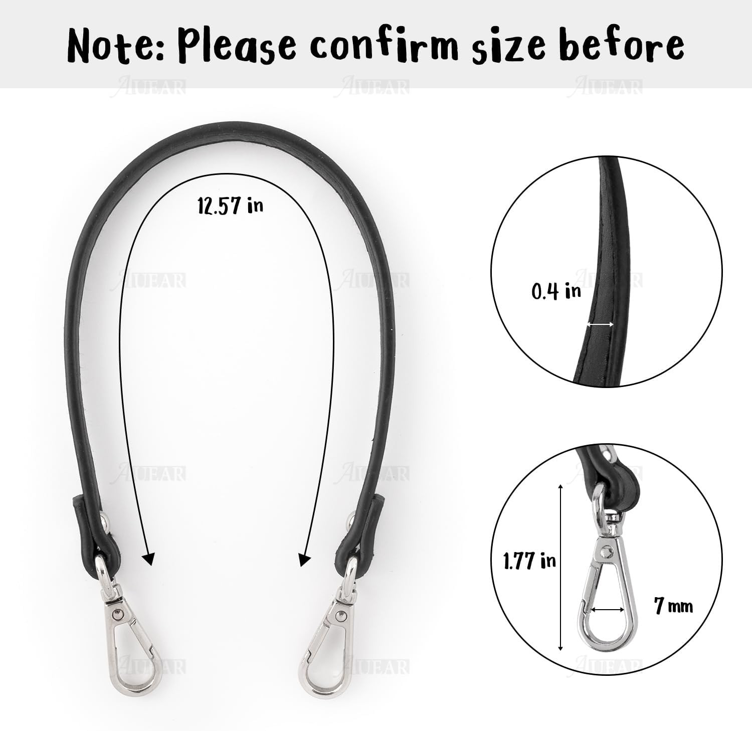 , 2 Pack Short Handbag Strap Replacement Handle for Small Purses, Black (12.79 I