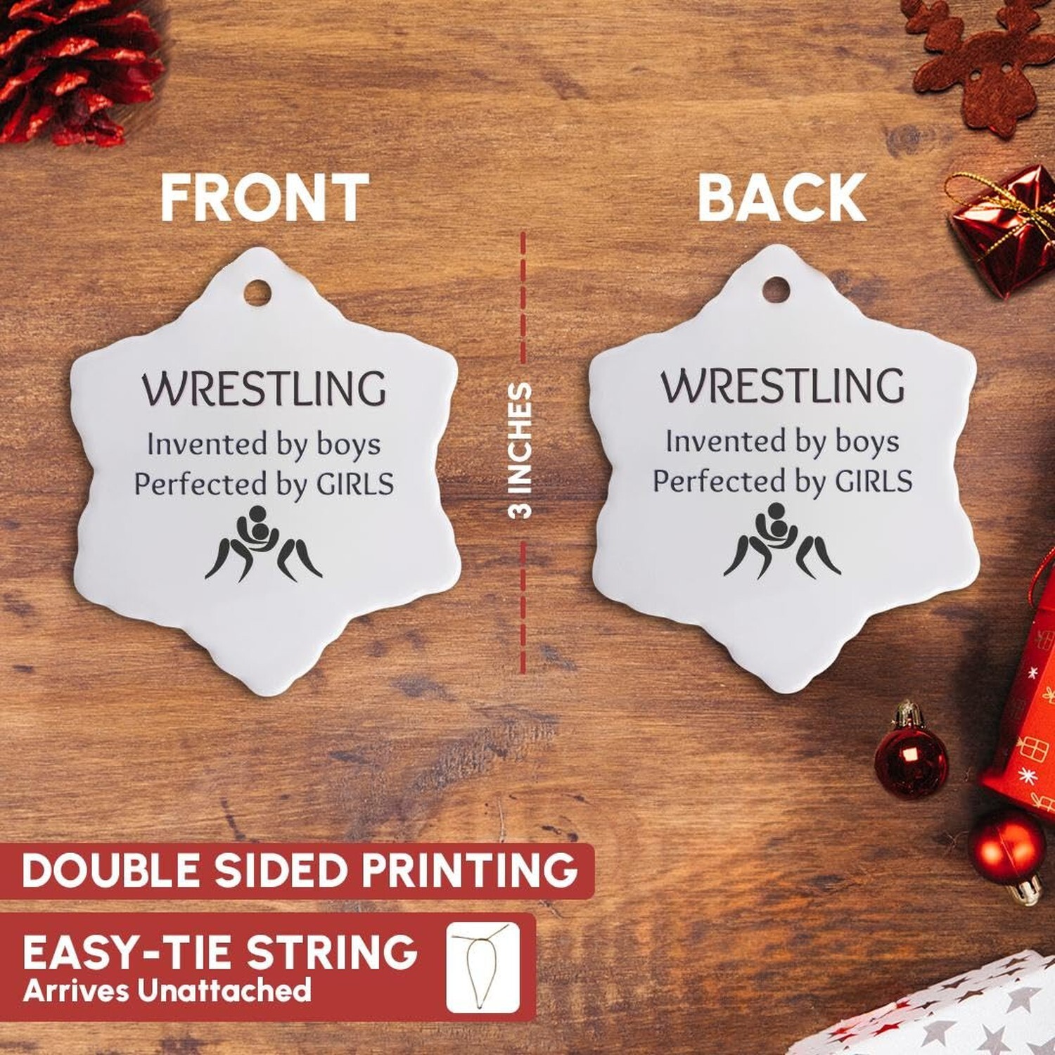 3dRose Snowflake Ornament - Image of Wrestling Invented by Boys Perfected by ...