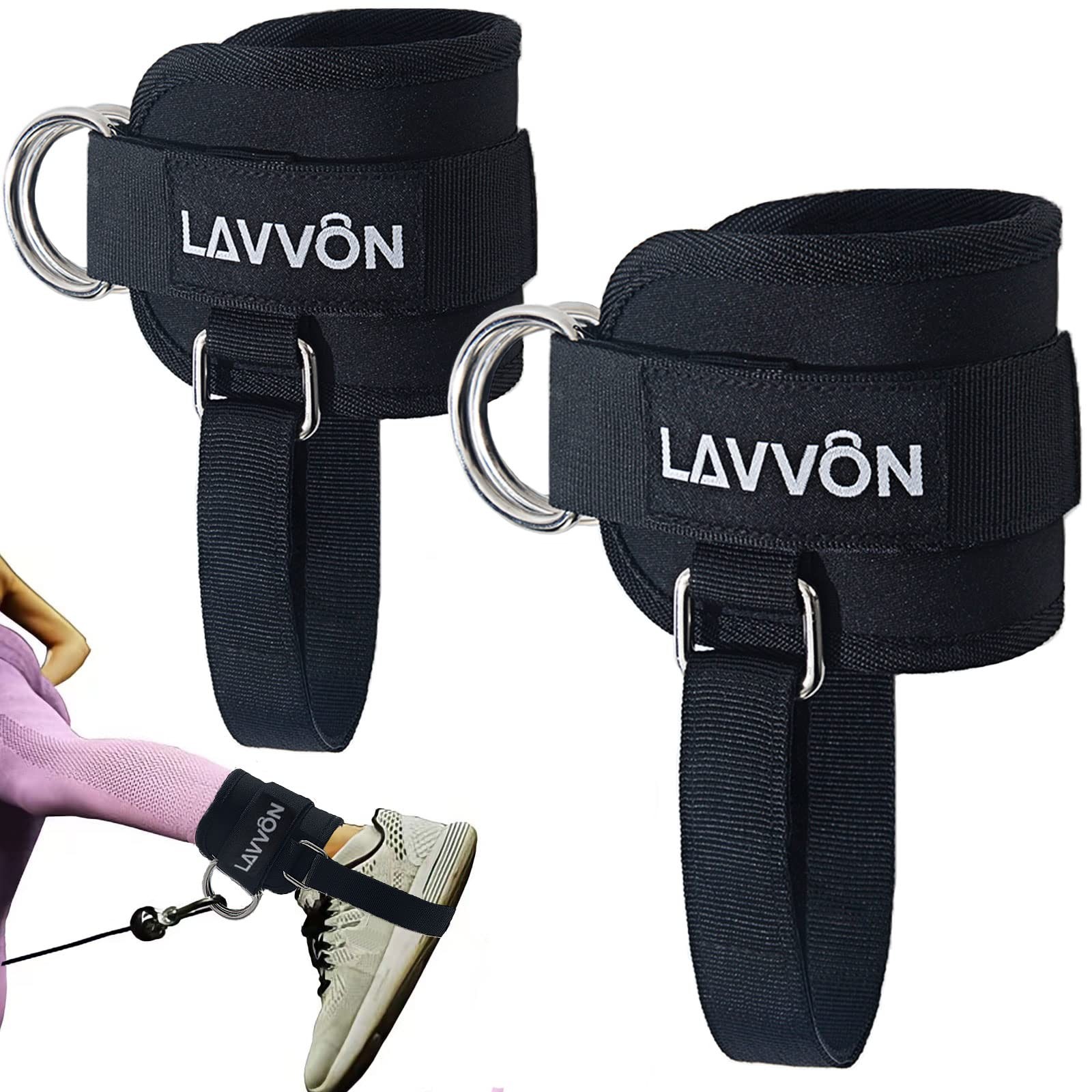 Ankle Straps for Cable Machines Kickbacks - Glute Workout Cuffs Padded