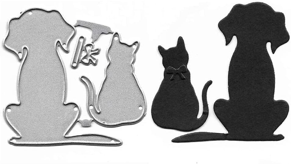 Dog Cats Die Cut for Card Making, Animal Metal Cutting Dies Silver