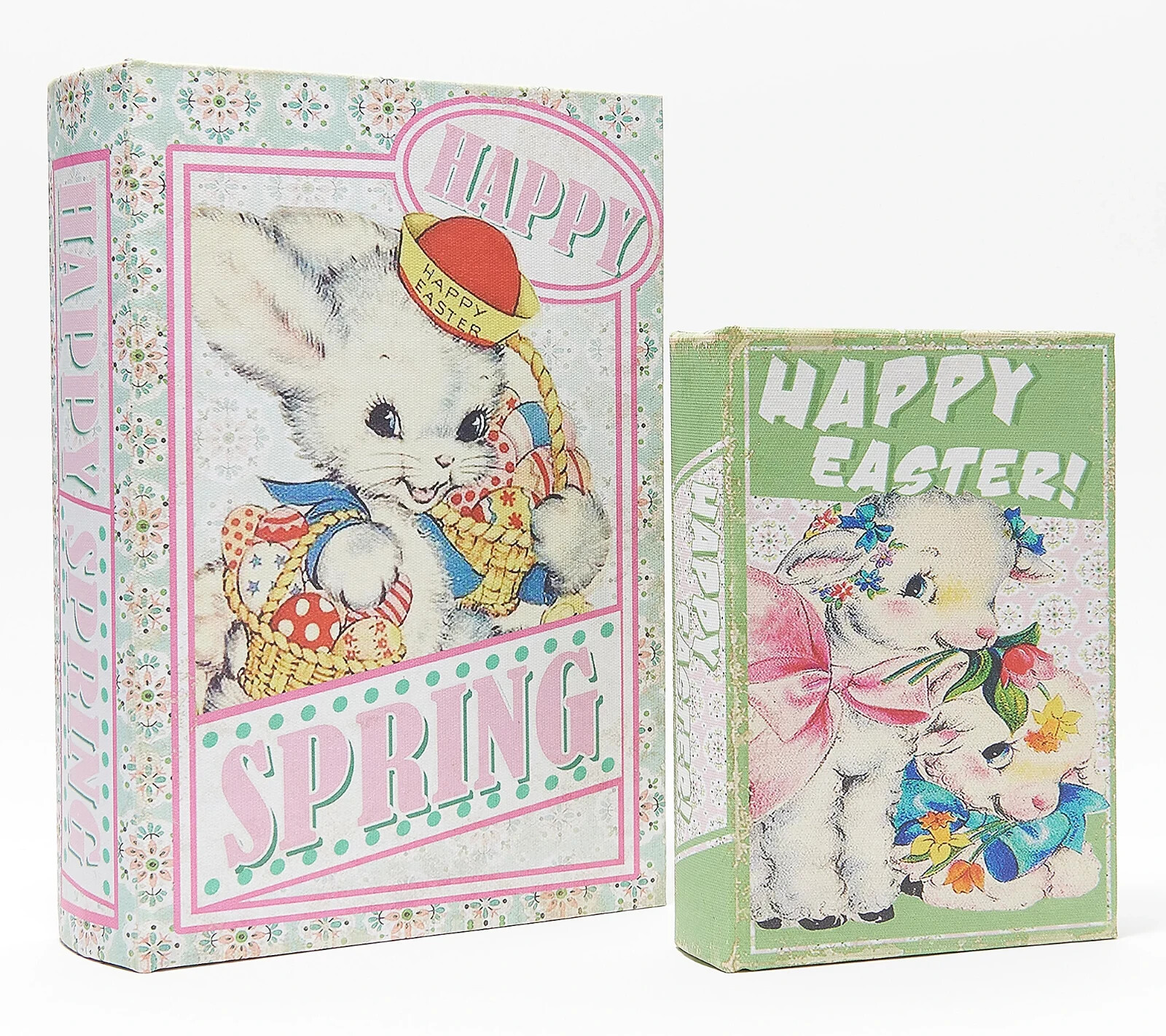 NEW Mr. Cottontail Set of 2 Nostalgic Easter Themed Nesting Books HOLLOW STACK