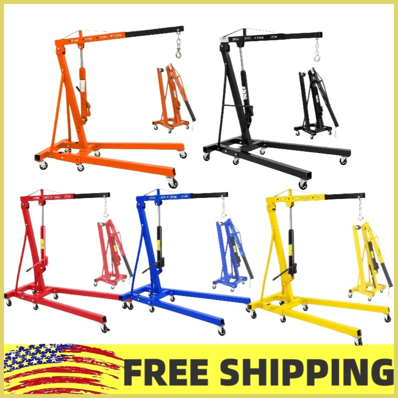 2 Ton/4400lbs Folding Engine Hoist Hydraulic Cherry Picker Shop Crane Hoist Lift