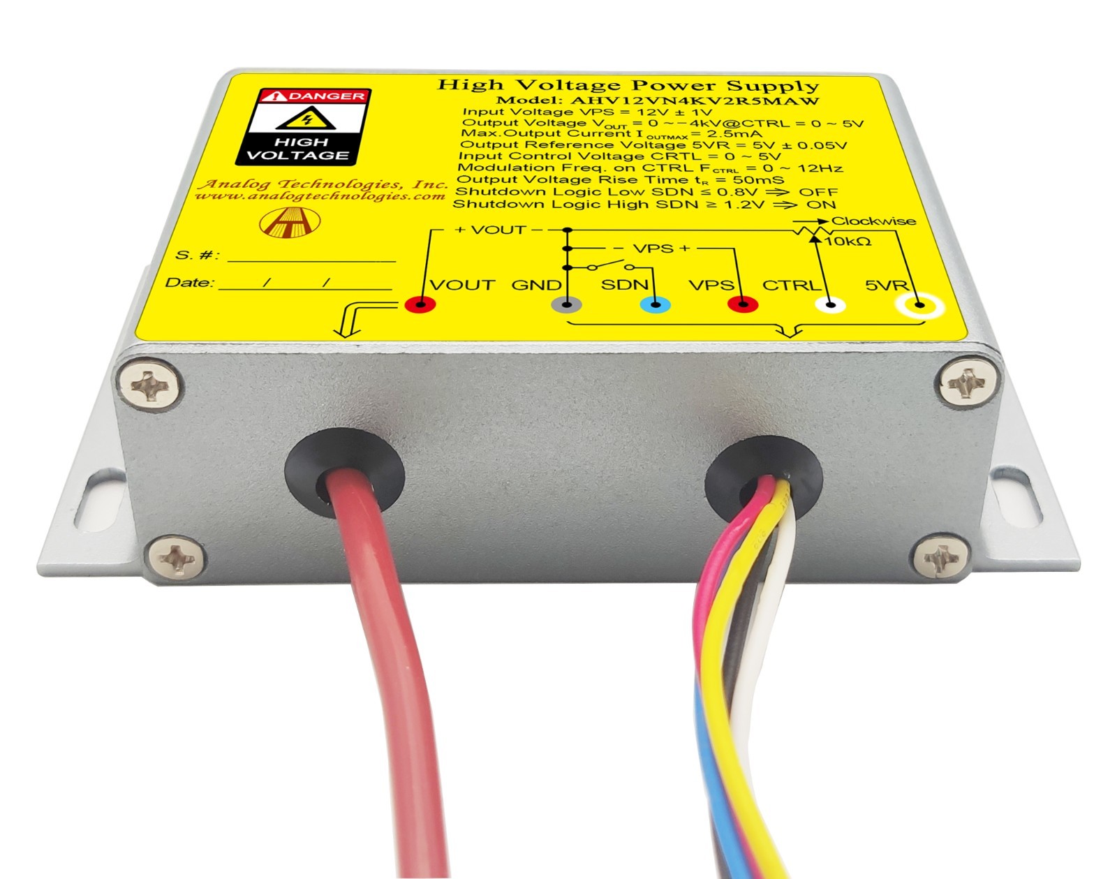 AHV12VN4KV2R5MAW HV DC-DC Power Supply Module 12VDC Input -4KV Output 2.5mA
