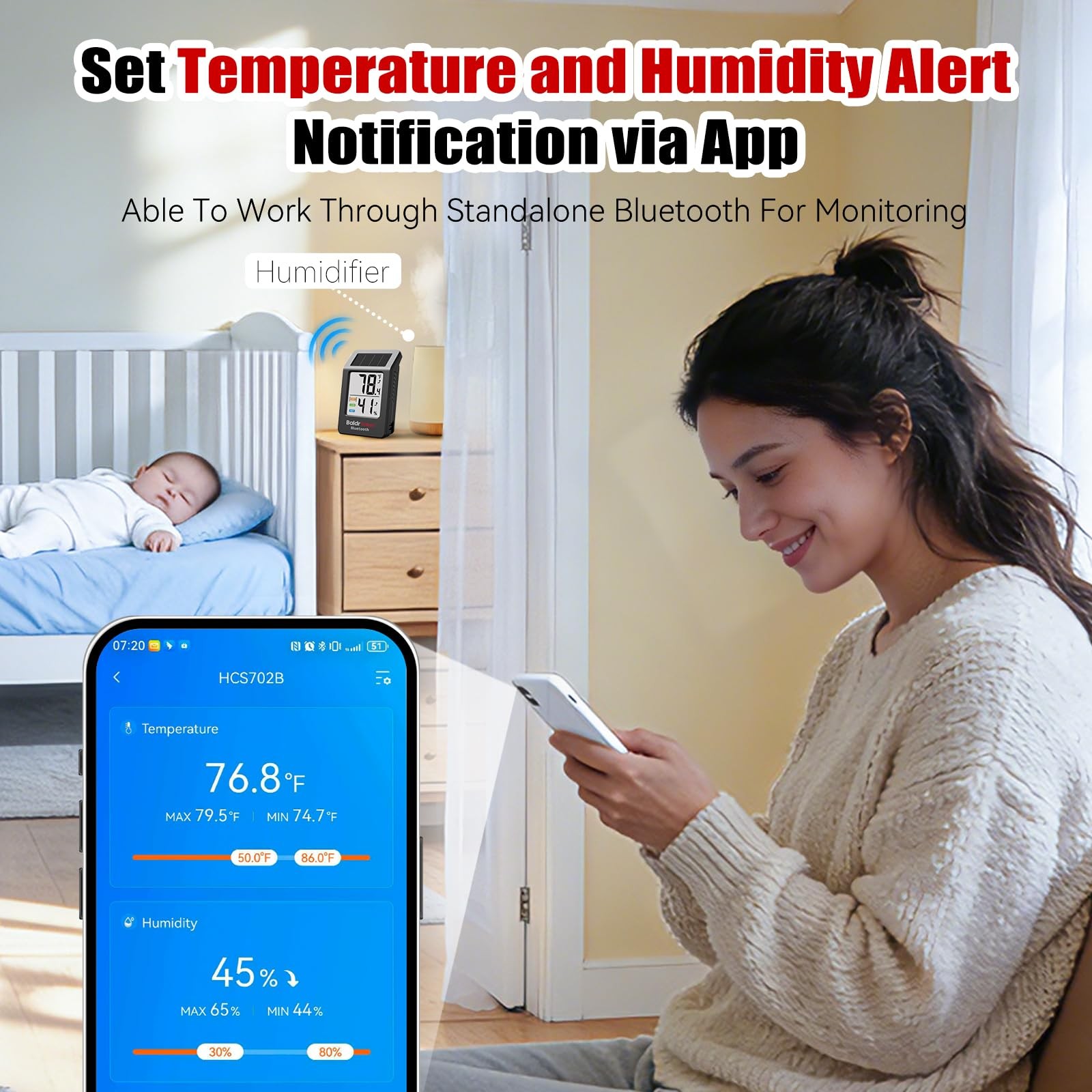 BaldrTherm Bluetooth Thermometer Wireless, 2 pack, 2pack Black