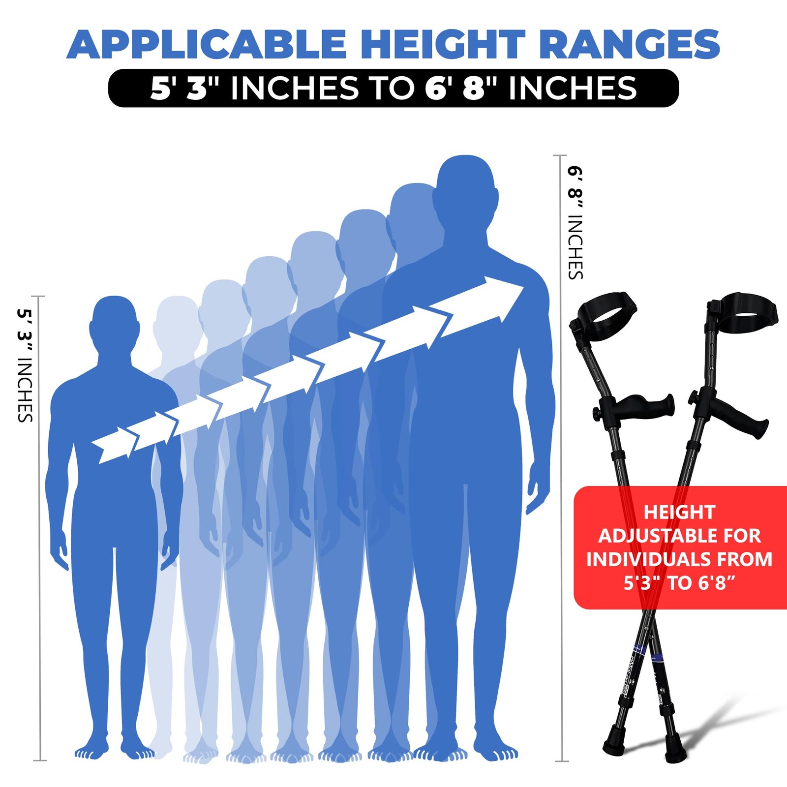 in-Motion Forearm Crutches | Spring Assist | Ergonomic Handles | Articulating Ti