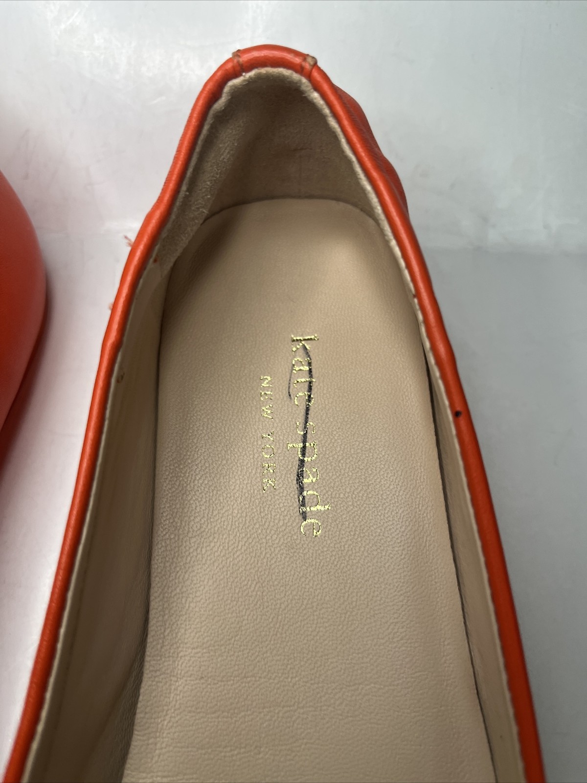 Kate Spade Kira Leather Ballet Flats Orange Tamarillo US Size 6 B with Box