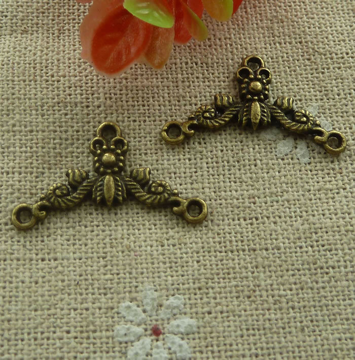 Free Ship 160 pcs Antique bronze flower connectors 26x14mm L-2051
