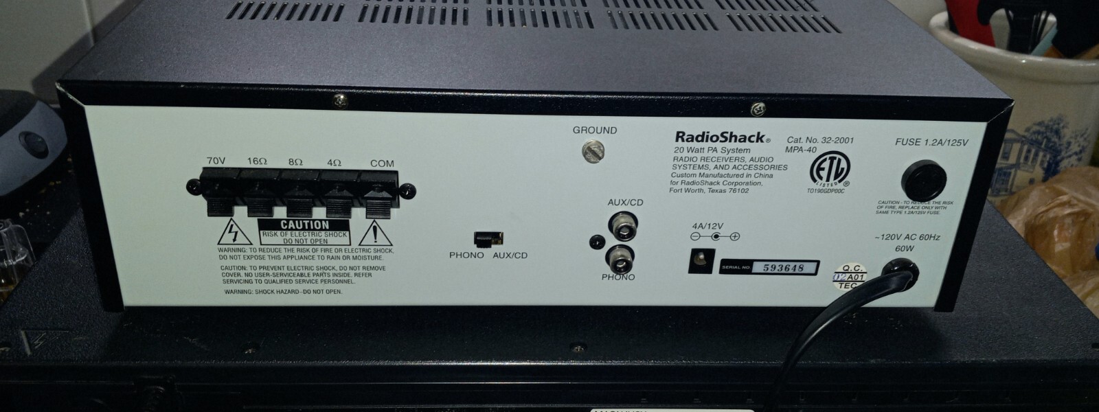 RadioShack MPA-40 20 Watt PA System Amplifier Power Amp - Aux/CD & Phono vg