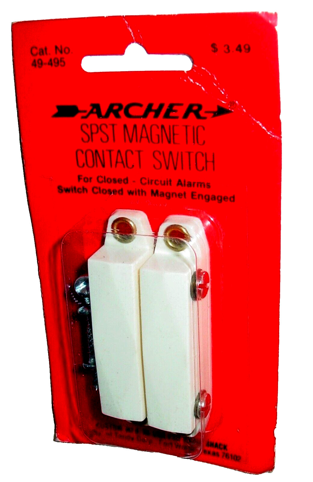 Archer SPST Magnetic Contact Switch 49-495 Radio Shack Alarm Fort Worth USA NOS