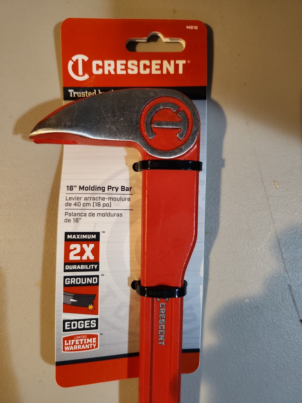 Crescent 16" Molding Removal Pry Bar Red Bar MB16 Ground Edges w/ Nail Puller