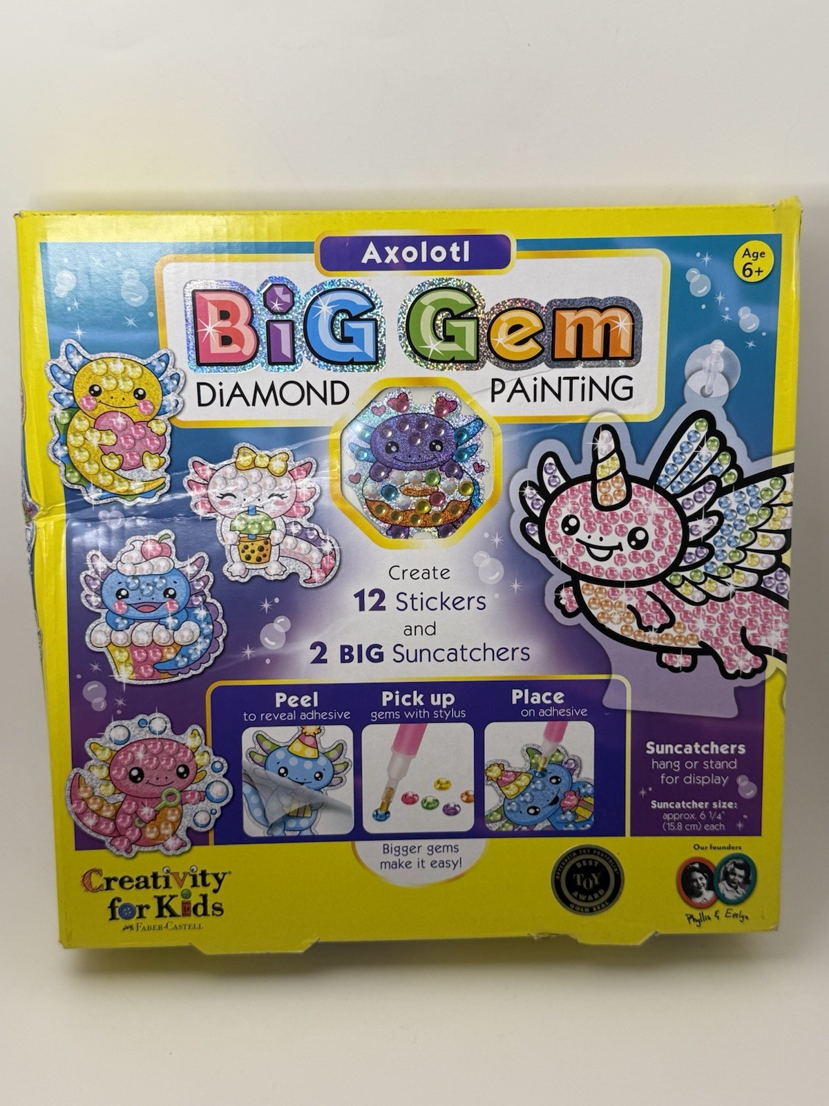 (NEW) Creativity For Kids “Big Gem Diamond Painting” Axolotl Suncatchers