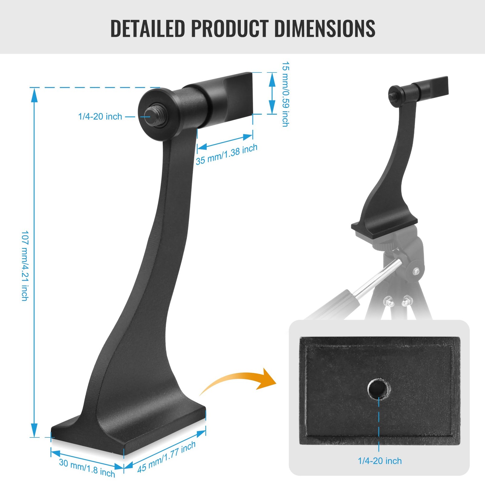 Alstar Binocular Tripod Adapter with Quick Release 1/4 Inch Threading Black