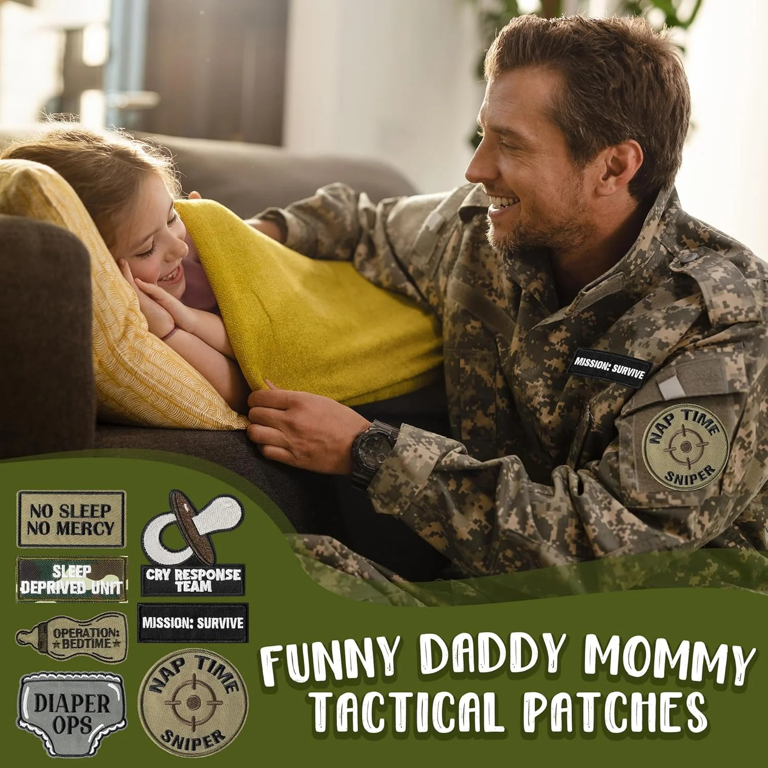 7Pcs Funny Daddy Mommy Tactical Patches with Hook and Loop Cute Pacifier Bottle