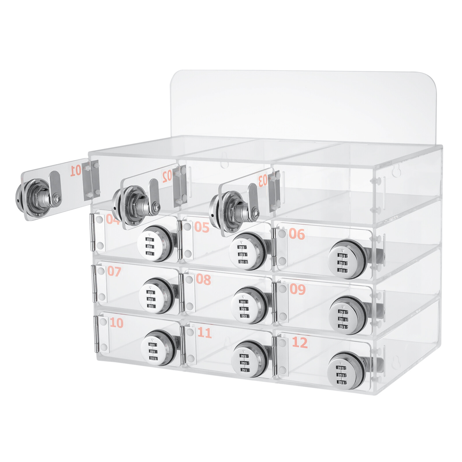 Cellphone Storage Locker with Combination Lock Wall-Mounted Cabinet 12 Slots