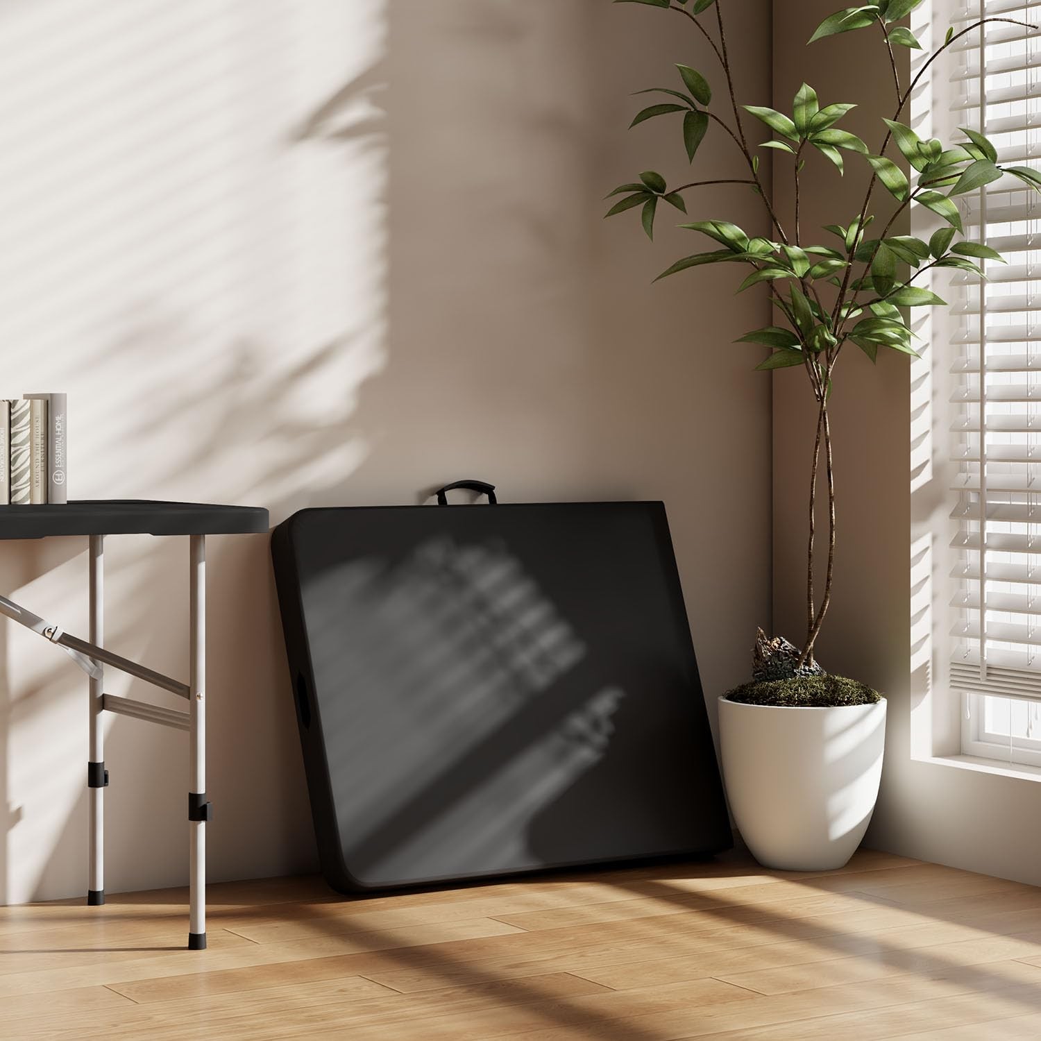 6ft Folding Table with Carry Handle, Portable Heavy Duty Plastic Utility Tabl...
