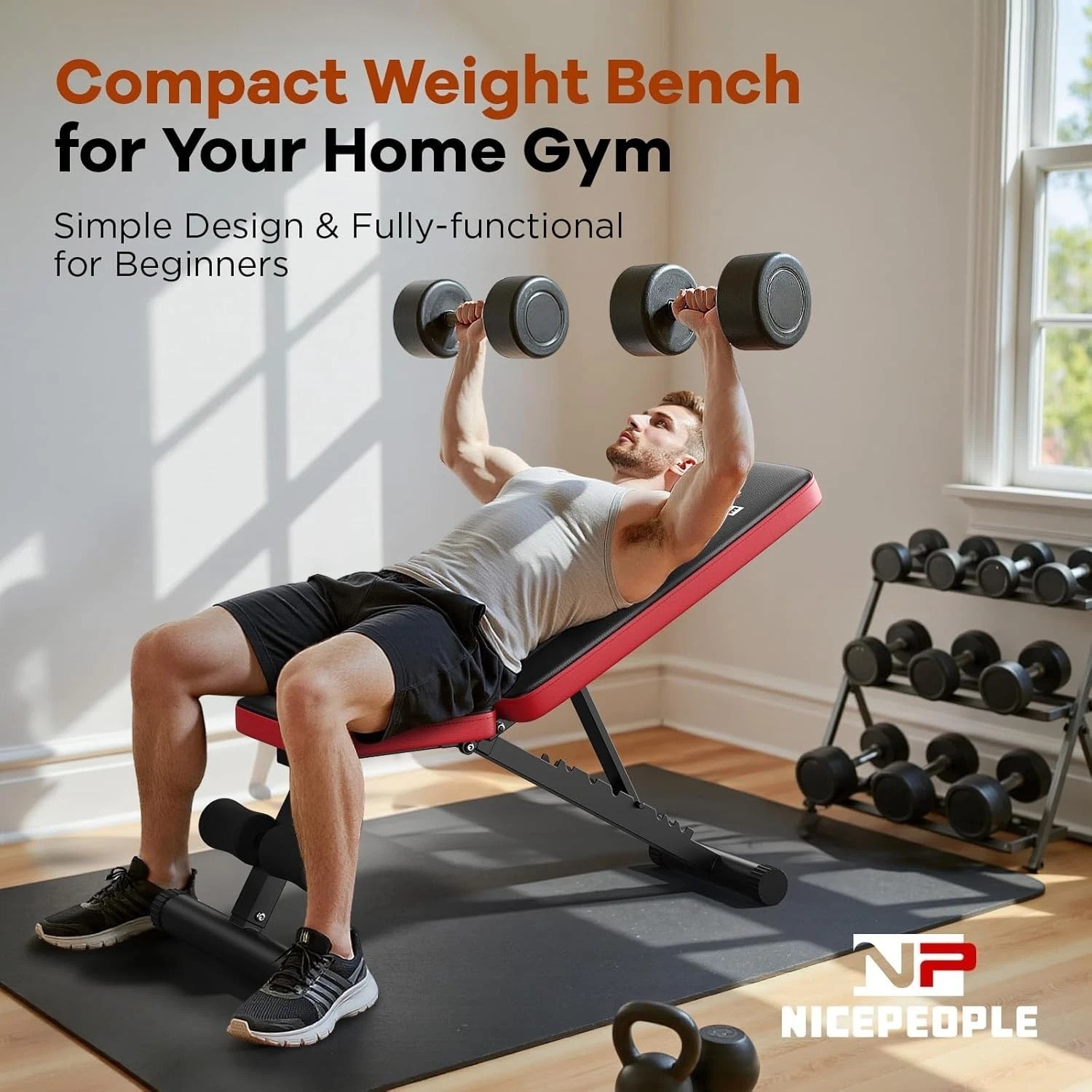 Durable Alloy Steel Weight Bench - 660LBS Capacity, Space-Saving Foldable Design
