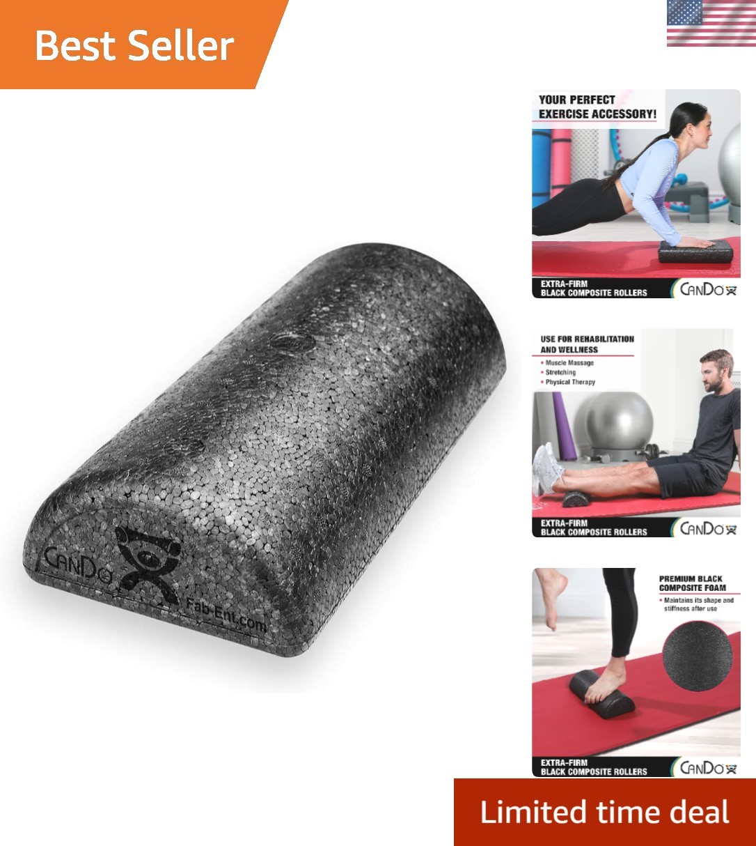 Durable Black Foam Roller 6" x 12" - Perfect for Massage and Rehabilitation